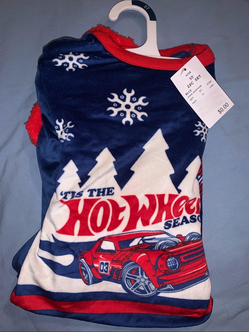 5T Hot Wheels Kids Navy & Red Holiday Pajama 2pc set